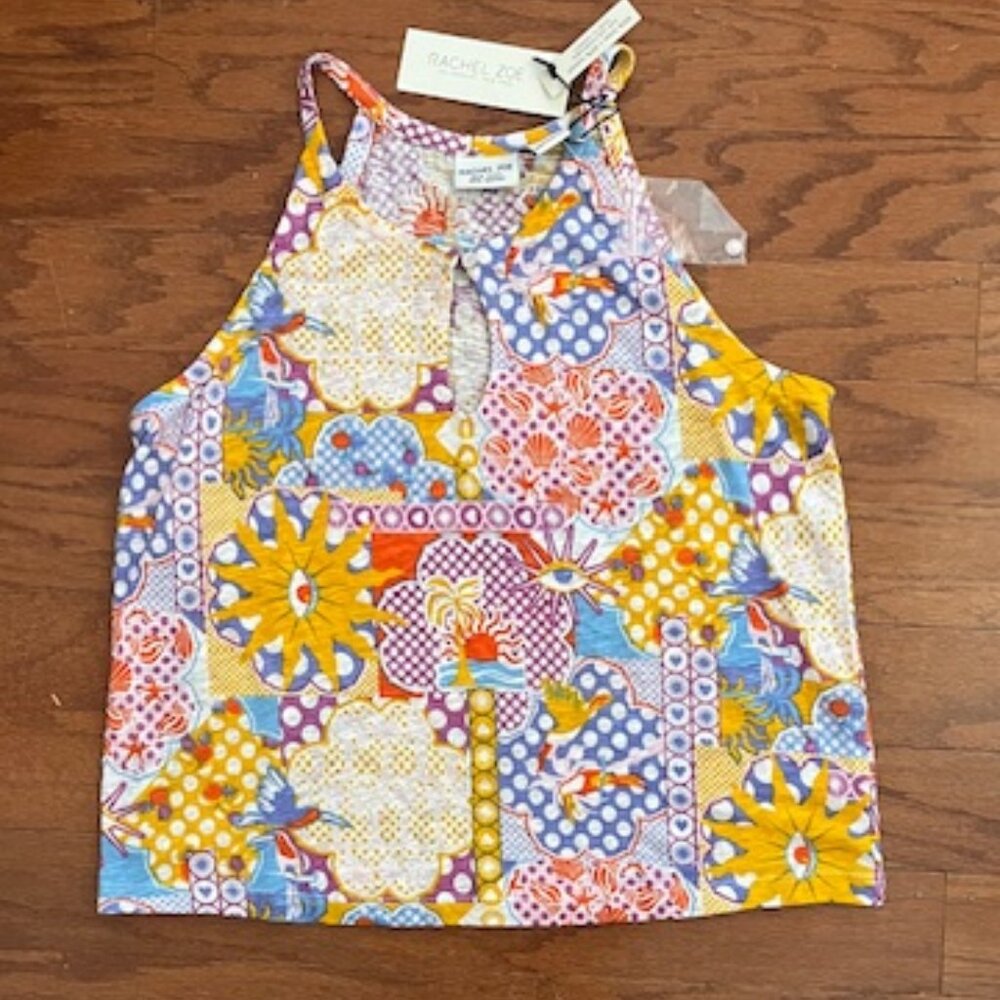 Rachel Zoe Beach Print Keyhold Tank Top